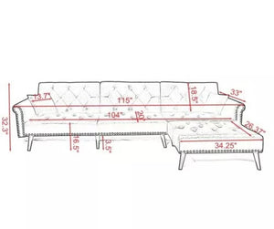 Modern Sofa Bed Set Living Room Furniture Reversible Sectional 2pc Navy Blue