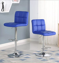 Load image into Gallery viewer, Royal Blue Square Design Modern Barstools Set Of 2
