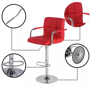 Red Square Design With Arms Barstools Set Of 2