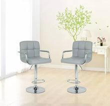 Load image into Gallery viewer, Gray Square Design With Arms Barstools Set Of 2
