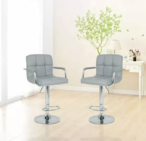 Gray Square Design With Arms Barstools Set Of 2
