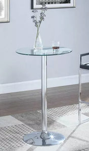Contemporary Glass Top Chrome Bar Table 23.5"  35.5h