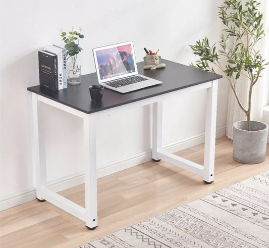 Simple Black Top White Legs Office Desk