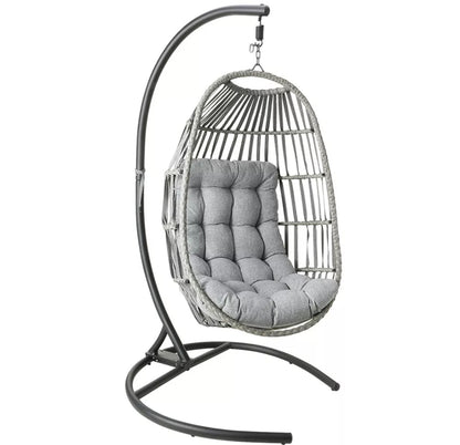 Large Patio Hanging Swing Egg Chair Hammock with Stand Cushions Outdoor Chair