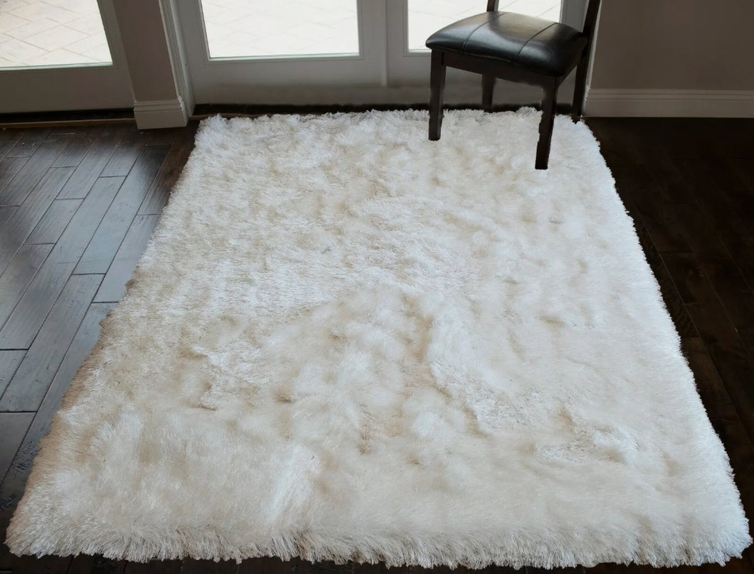 5'x7' Feet Large Area Rug Carpet Rug Snow White Pure White Color Shag Shaggy
