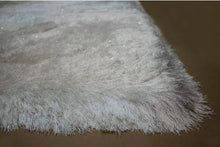 Load image into Gallery viewer, 5x7 Feet White Solid Crystal Shine Shag Shimmer Decor Hand Knotted Area Rug
