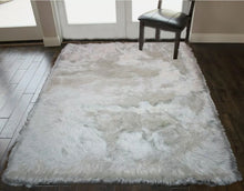 Load image into Gallery viewer, 5x7 Feet White Solid Crystal Shine Shag Shimmer Decor Hand Knotted Area Rug

