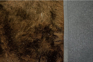 5x7 Glitter Shine Brown Shag Fuzzy Solid Area Rug Fluffy Solid Rug Carpet Decor