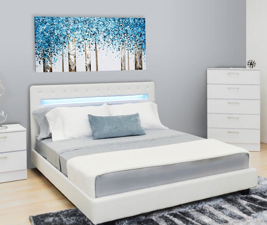 WI-1107 Queen or King (White) With LED Lights  Plus Remote