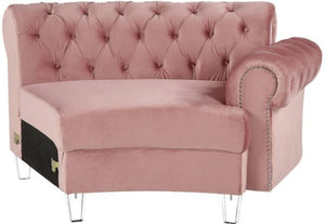 Pink Sectional Sofa with 7 Pillows
