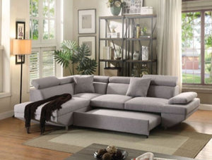 Jemima Sectional Sofa w/Sleeper - 52990 - Gray Fabric