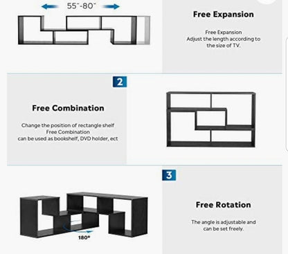 Black TV Stand Interchangeable Entertainment Center / Shelf