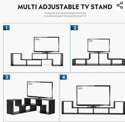 Black TV Stand Interchangeable Entertainment Center / Shelf