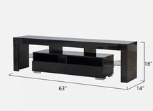 Load image into Gallery viewer, 63&quot; Brown TV Stand Fits TV Up To 75&quot; Comes With LED Lights Glossy Brown
