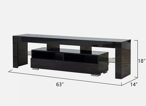 63" Brown TV Stand Fits TV Up To 75" Comes With LED Lights Glossy Brown