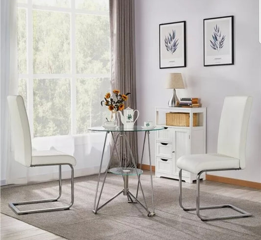 2PCS Dining Chair PU Leather Padded Dining Room Chairs