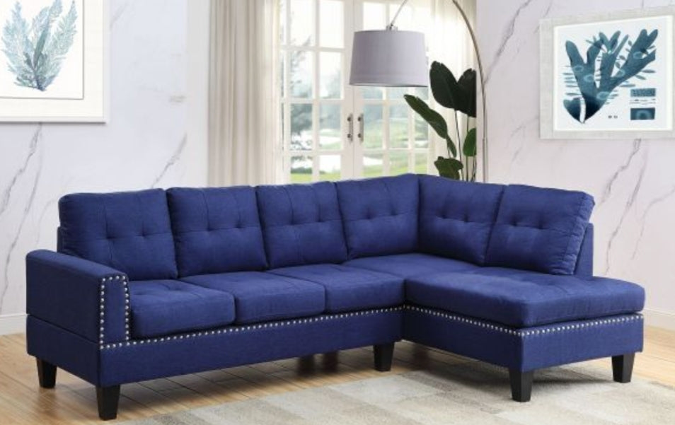 Jeimmur Sectional Sofa , Blue Linen - 56480