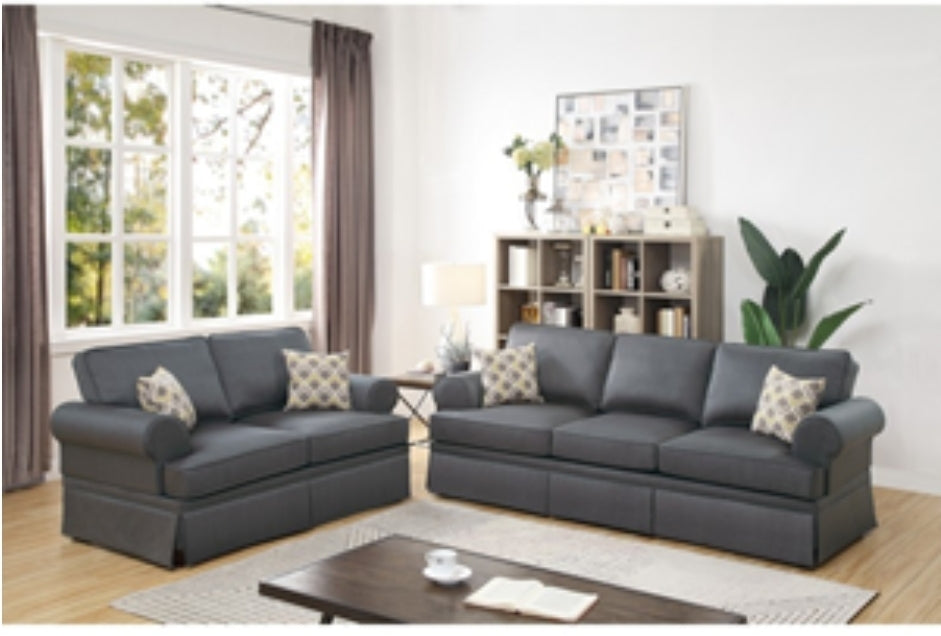 F6441 2PCS SOFA SET CHARCOAL