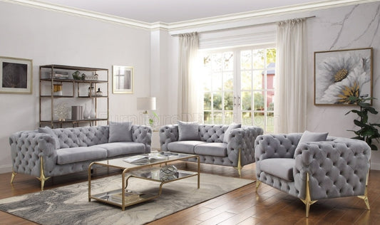 Jelanea Sofa 56115 in Gray Velvet 