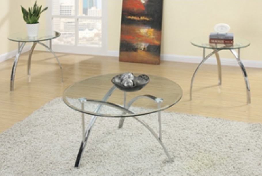 F3098
3PCS COFFEE TABLE SET GLASS TOP CLEAR