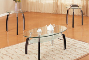 F3077
3PCS COFFEE TABLE SET GLASS TOP CLEAR