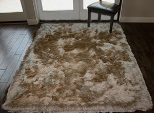 5x7 Feet Gold Color Solid Plush 3D Tone Shimmer Quality Shaggy Area Rug Carpet
