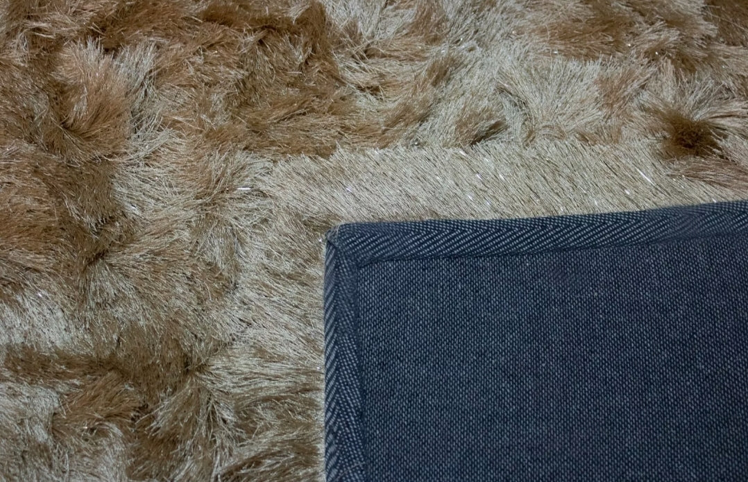 5x7 Feet Gold Color Solid Plush 3D Tone Shimmer Quality Shaggy Area Rug Carpet