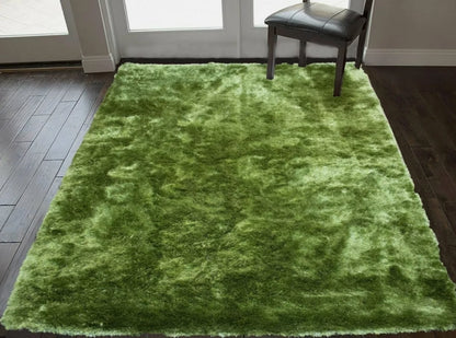 5'x7' Feet Green Apple Green Color Solid Shag Shaggy Area Rug Carpet Rug Plush