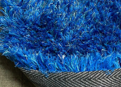 Electro Blue Color 5x7 Feet Solid Plush Shag Shaggy Area Rug Carpet Rug Indoor