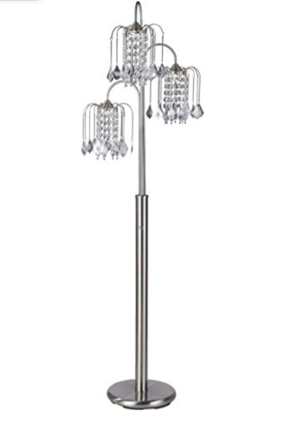 SH Lighting 6866SN Three-Tiered Adjustable Hanging Faux Crystal Floor Lamp, 17