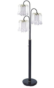 SH Lighting Black Three-Head Hanging Chandelier Style Crystal Inspired Floor Lamp 63"H (6866BK)