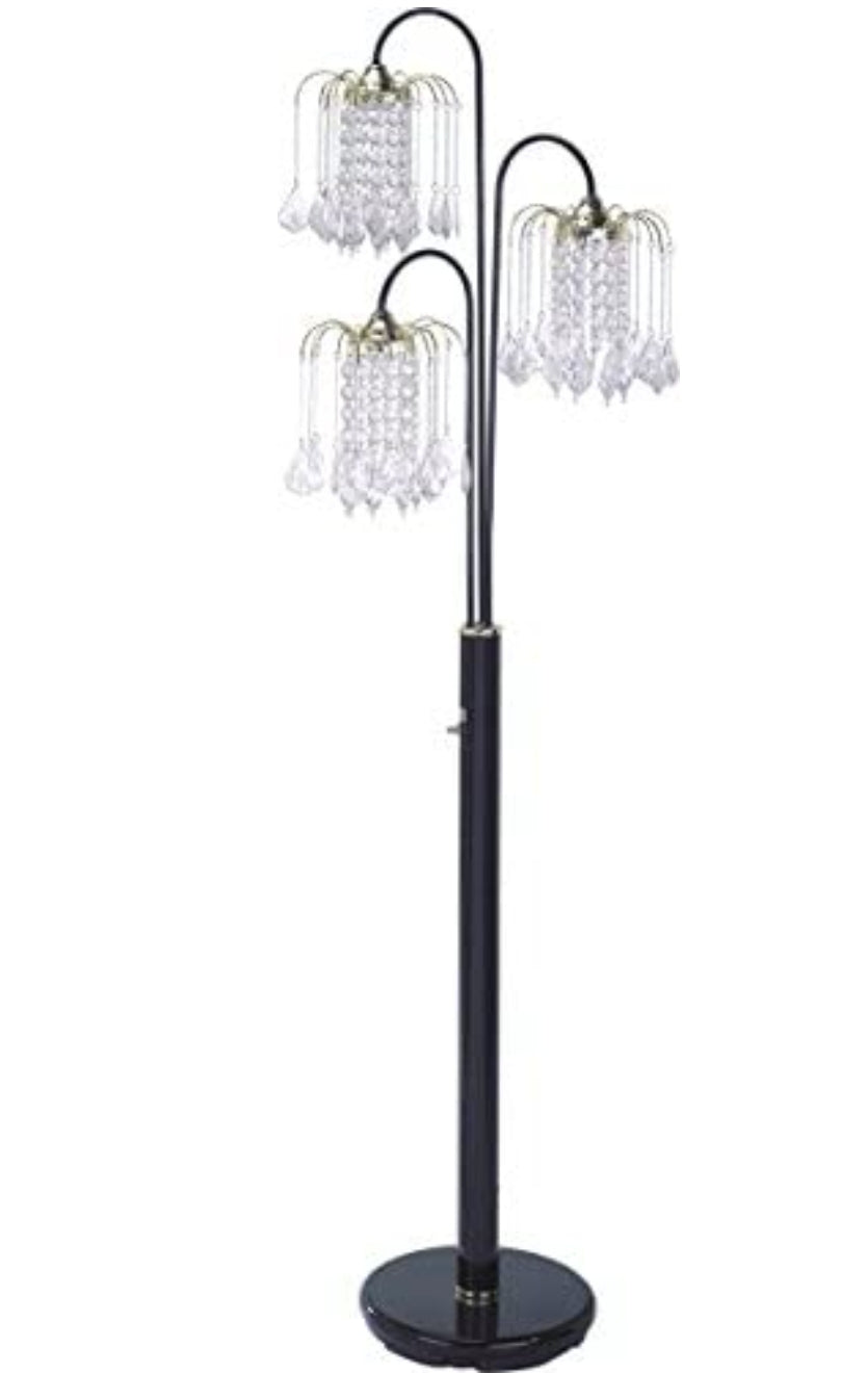 SH Lighting Black Three-Head Hanging Chandelier Style Crystal Inspired Floor Lamp 63