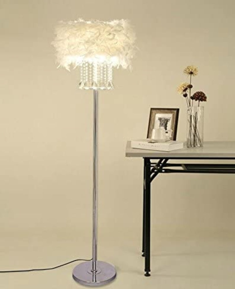 KU300180 Modern and Simple Crystal Feather Floor Lamp Home Lighting for Living Room