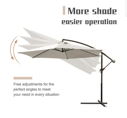 10-Foot Patio Offset Cantilever Umbrella Outdoor Market Hanging Umbrellas with Crank & Cross Base

Multi Colors Available