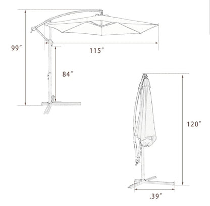 10-Foot Patio Offset Cantilever Umbrella Outdoor Market Hanging Umbrellas with Crank & Cross Base

Multi Colors Available