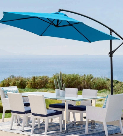 10-Foot Patio Offset Cantilever Umbrella Outdoor Market Hanging Umbrellas with Crank & Cross Base

Multi Colors Available