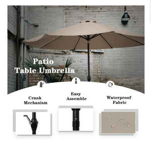 9' Patio Umbrella Table Umbrella Outdoor Market Straight Umbrella with Tilt Adjustment, 8 Sturdy Ribs

Multi Color Available