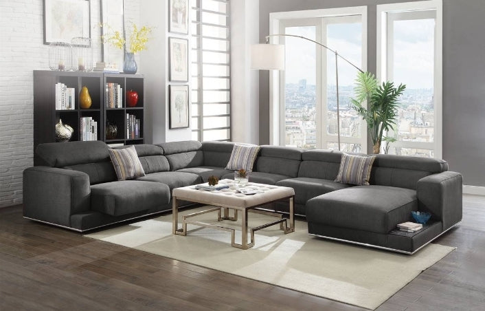Alwin Sectional Sofa 53720 in Dark Gray Fabric