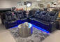 Black Power Reclining Sofa & Loveseat Set Leather Air LED Lights GLO-PWB