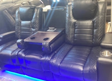 Load image into Gallery viewer, Black Power Reclining Sofa &amp; Loveseat Set Leather Air LED Lights GLO-PWB
