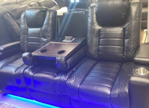 Black Power Reclining Sofa & Loveseat Set Leather Air LED Lights GLO-PWB
