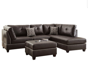 3Pcs Sectional Set With Ottoman, Espresso F6973