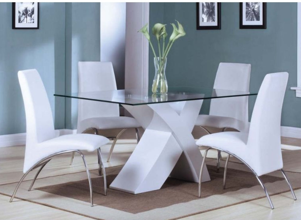 5pcs Set Pervis Modern Dining Table in White 71105