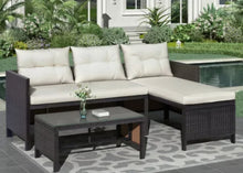 Load image into Gallery viewer, 3PCS Patio Wicker Rattan Sofa Set Outdoor Furniture Sectional Couch with Cushion
