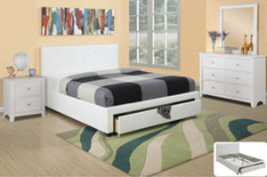 White PU Leather Bed With Storage F9314