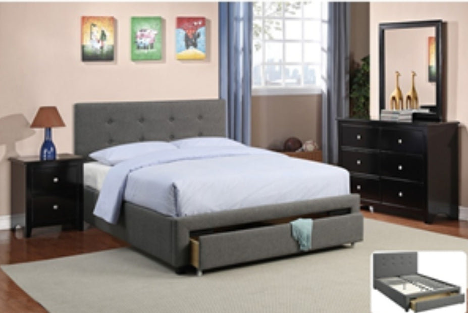 Gray Fabric With Storage F9330 Full/ Queen