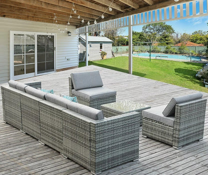 7pcs Outdoor Patio Sofa Gray Wicker / Gray