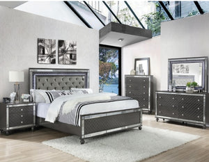 B1670 4 pc Refina metallic wood finish wood queen bedroom set with led accents