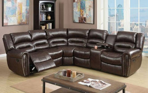 Modern Brown Motion Sectional Recliner F6744
