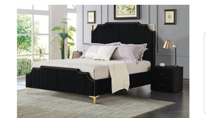9906 Black Velvet Bed Full/ Queen/ King